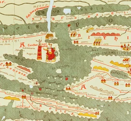 Detail van Constantinopel van de Peutinger kaart kopie